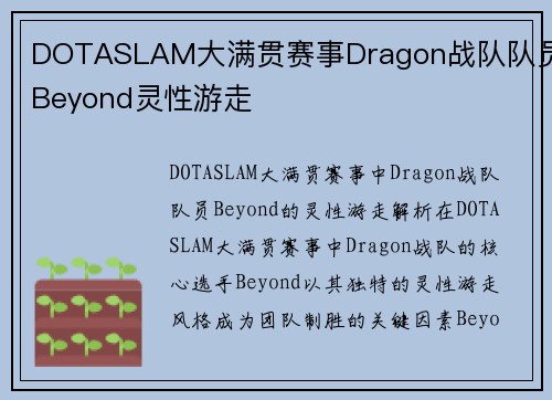 DOTASLAM大满贯赛事Dragon战队队员Beyond灵性游走